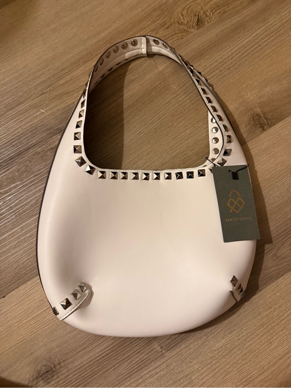 Street Level Ivory Studded Shoulder Bag